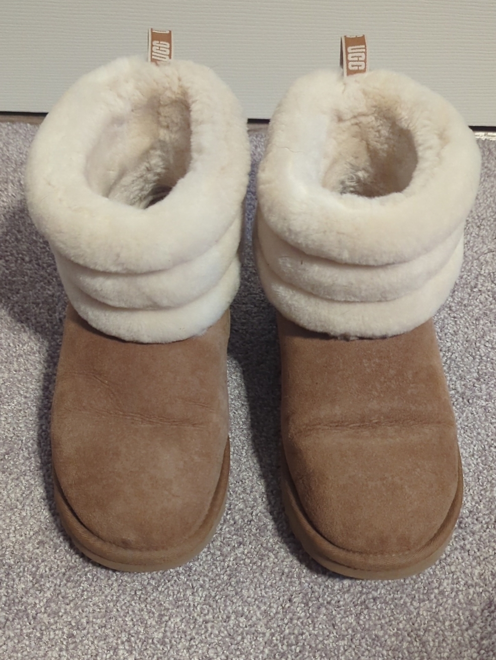 UGG Women's Chestnut Suede Slipper Boots with Cream Shearling Cuff